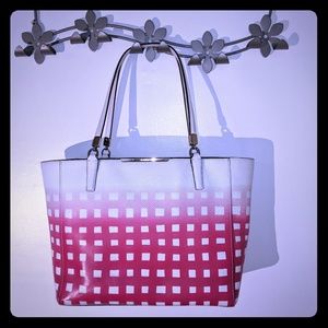 Coach hand-painted pink checkered bag